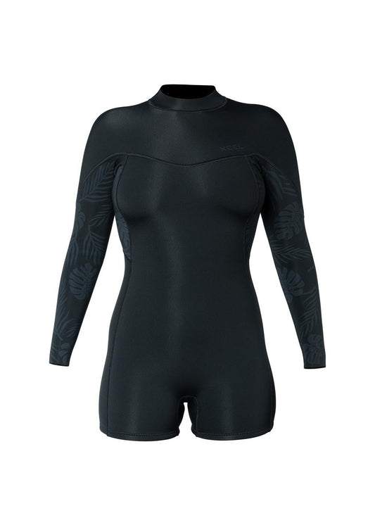 Women's Axis Long Sleeve Back Zip Boy Short Spring Wetsuit 2mm